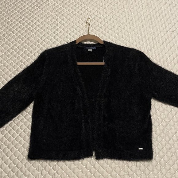 🌻 CLEARANCE- NWT – Tommy Hilfiger Super Soft Black Cropped Cardigan - Picture 4 of 10
